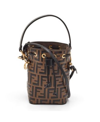 Fendi Women's Mon Tresor Mini FF Embossed Leather Bucket Bag