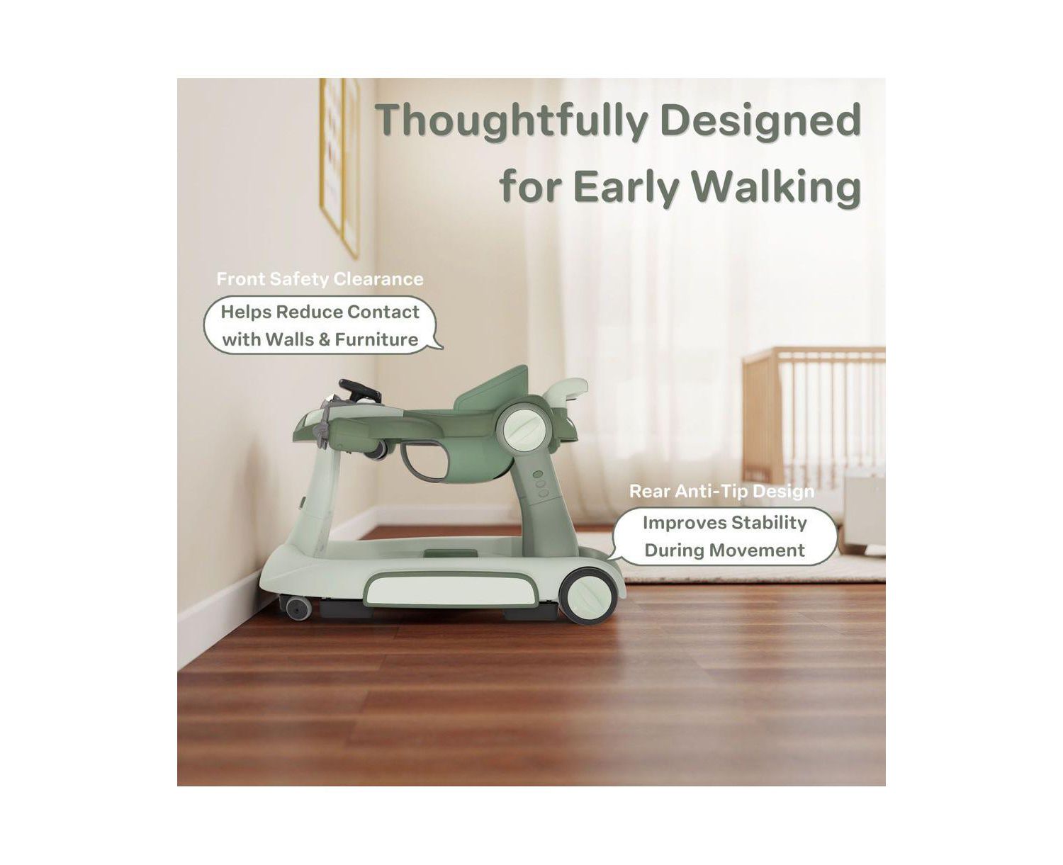 Convertible Baby Activity Walker with Adjustable Height, Foldable Design and Interactive Play Features