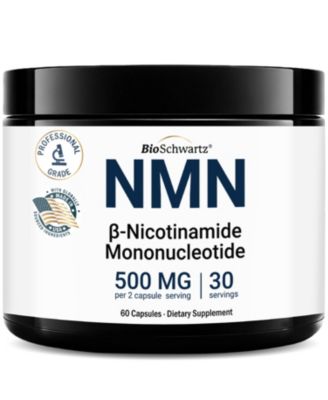 NMN Supplement 500 Milligram Nicotinamide Mononucleotide, 60 Capsules, Gluten Free, Third Party Tested