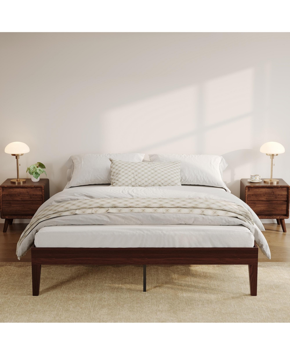 homfan Bed Frame,14 Inch Wood Platform with Metal and Slat Support,Noise-Free,No Box Spring Needed,Easy Assembly