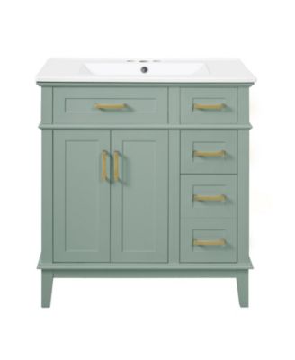 30 Inch Stylish Bathroom Vanity Cabinet  Doors Deep and Standard Drawer Multipurpose Storage Furniture for Small Bathrooms
