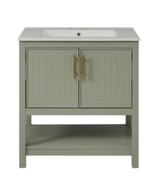 30 Inch   Modern Bathroom Vanity with Ceramic Sink Large Versatile Storage Cabinet Freestanding Stylish Bathroom Furniture