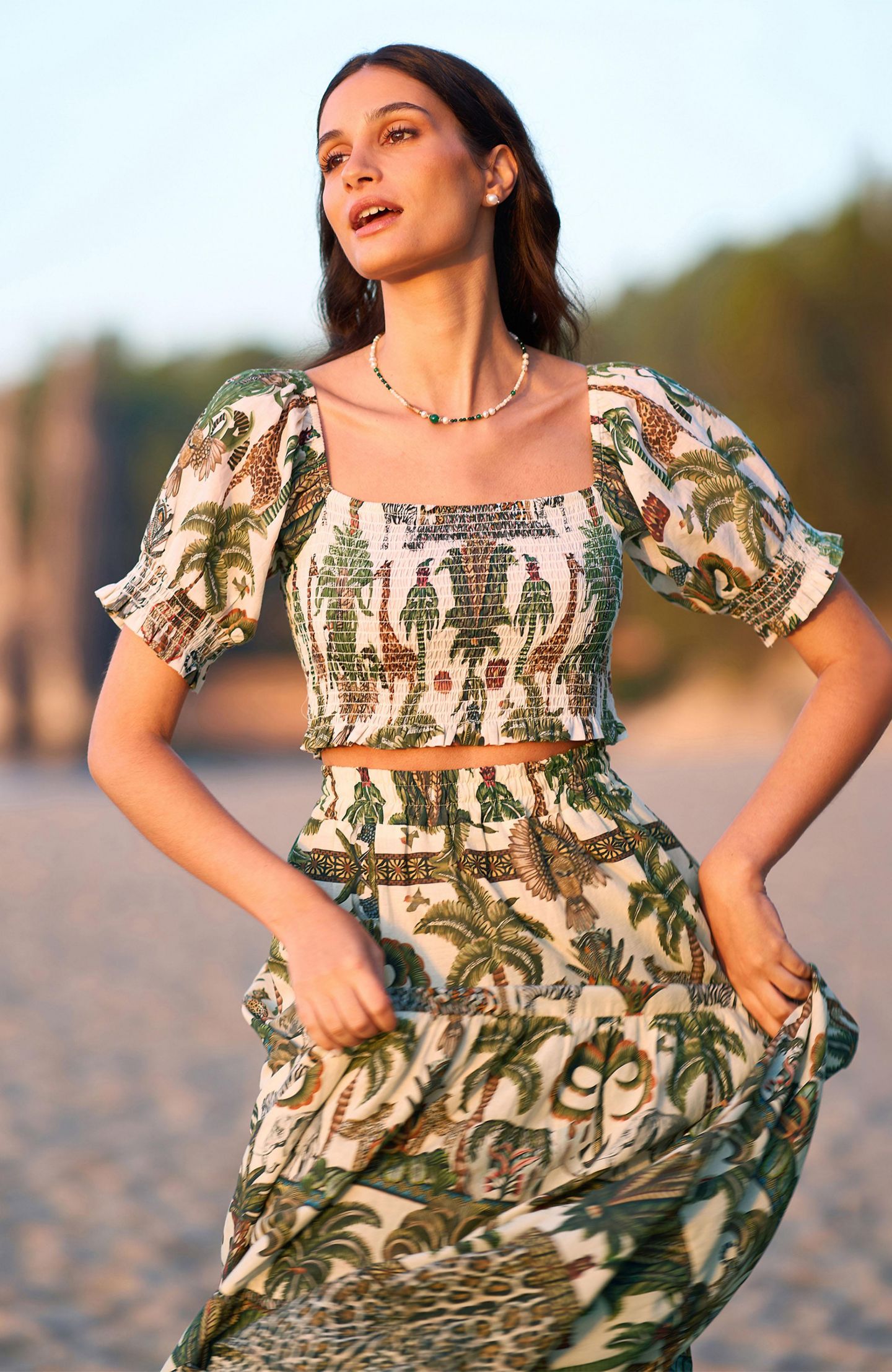 Женский топ Yumi Safari Ruched Crop, цвет: Разноцветный — фото 5