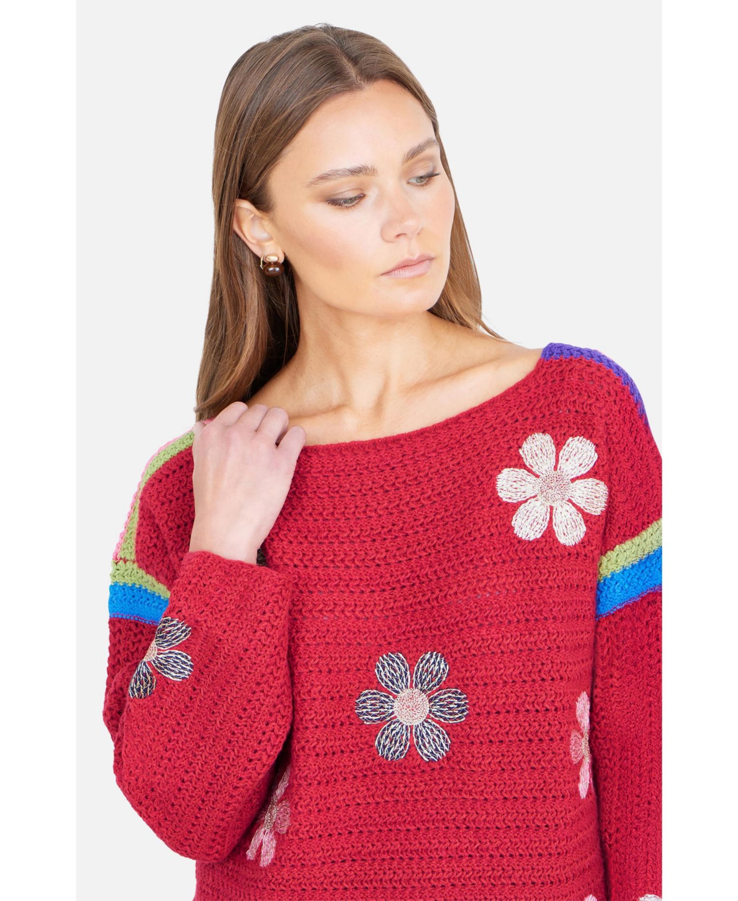 Women's Crochet Flower Jumper