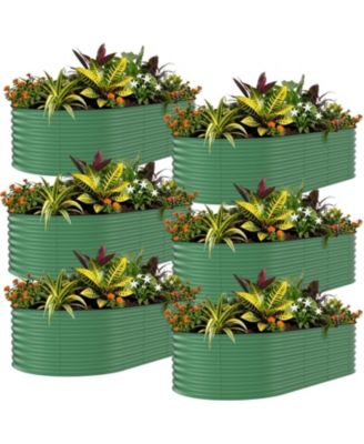 6 Pack Galvanized Raised Garden Beds 8x4x1.5 ft, Metal Planter Boxes for Vegetables, Outdoor Garden