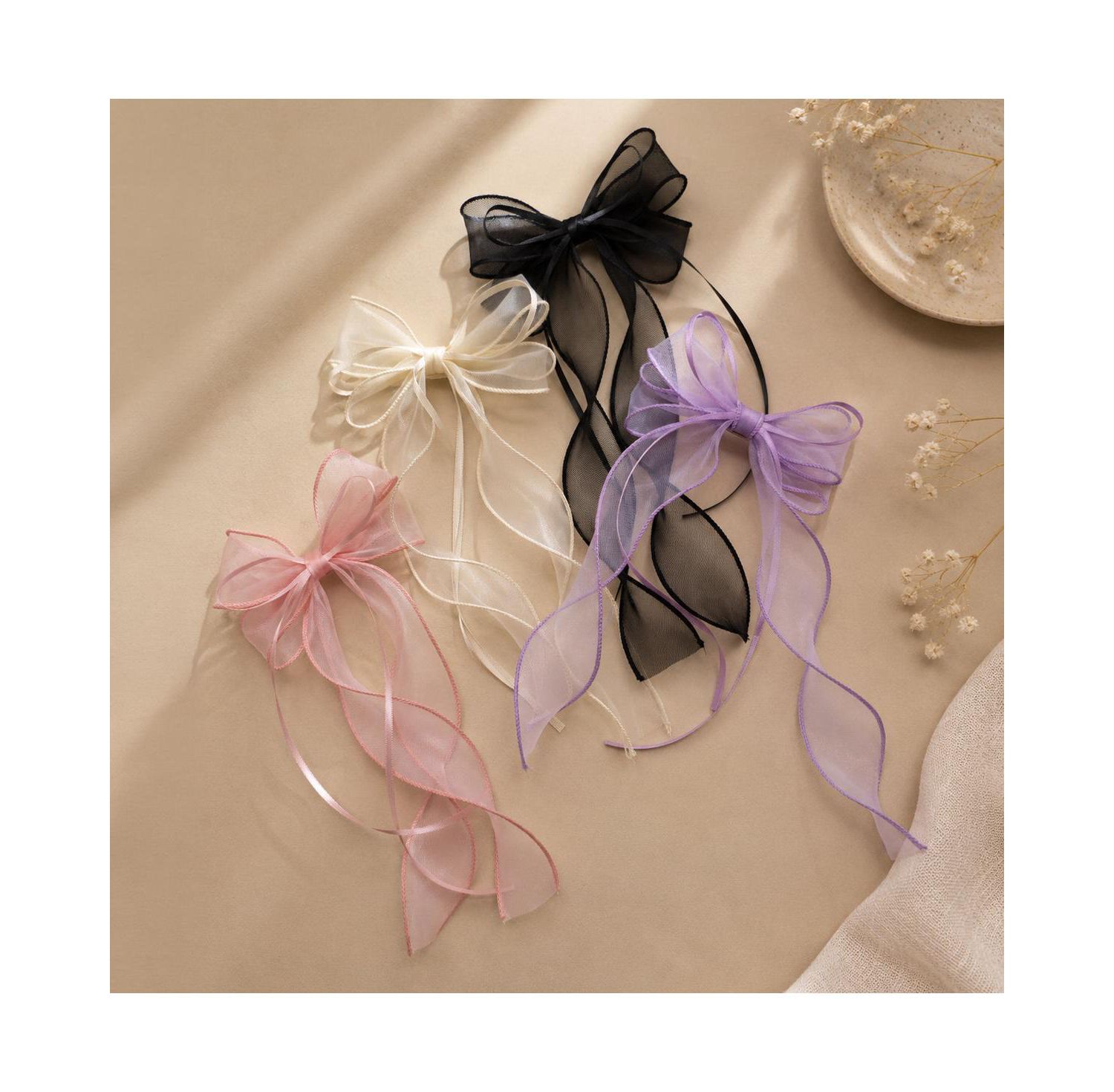 Girls Organza Double Ribbon Clip Gift Set with Tin Case