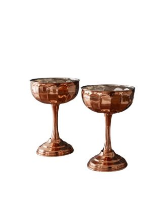 Vintage-Inspired Copper Coupe Glasses | Set of 2 | Tin-Lined, 6.25"