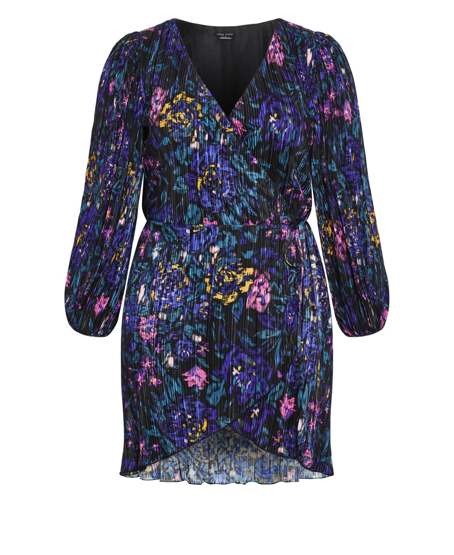 Women's Plus Size Kira Etched Print Wrap Mini Dress