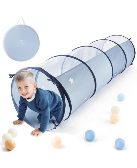 Детские игрушки Tiny Land Adventure Play Tunnel for Toddlers, 69" x 18" Foldable Pop Up Crawl Tunnel with Storage Bag, цвет: Синий