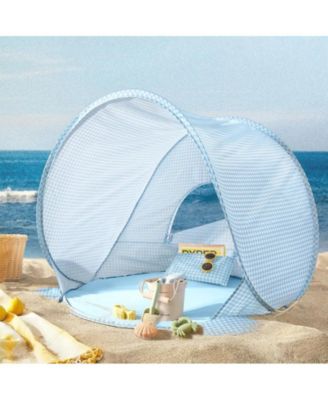 One-Stop Beach Tent Set - Play Tent for Outdoor Fun – Light Blue Gingham