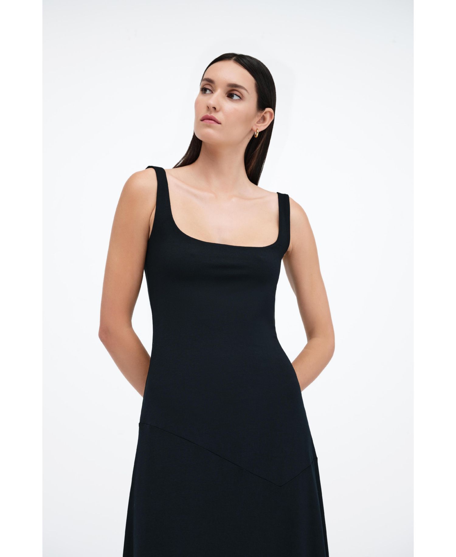 Women's Margot Square-Neck Fitted A-Line Jersey Midi Dress