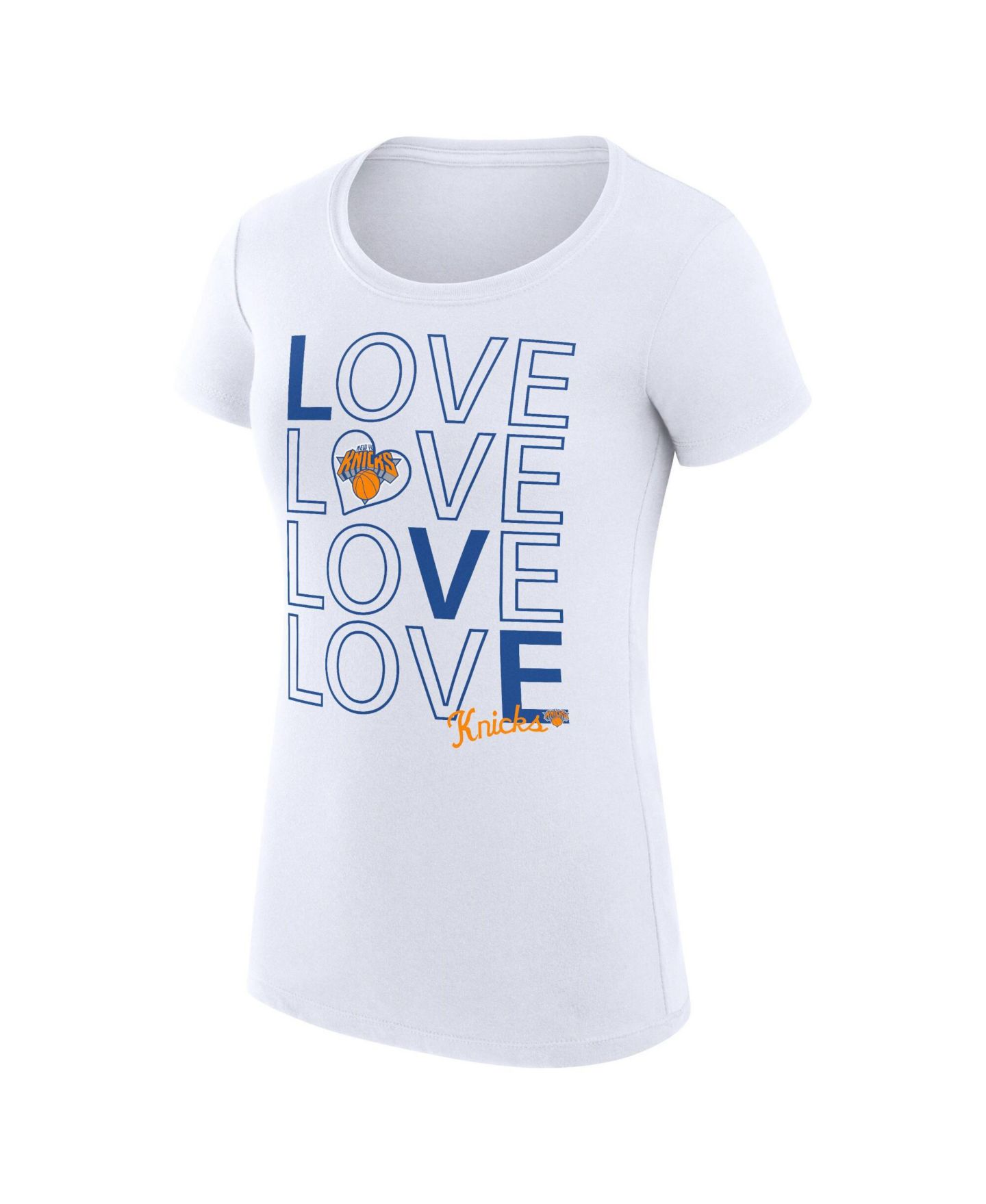 Женская футболка G-III 4Her by Carl Banks White New York Knicks Super-Slim Fit Lightweight Basketball Love — фото 2
