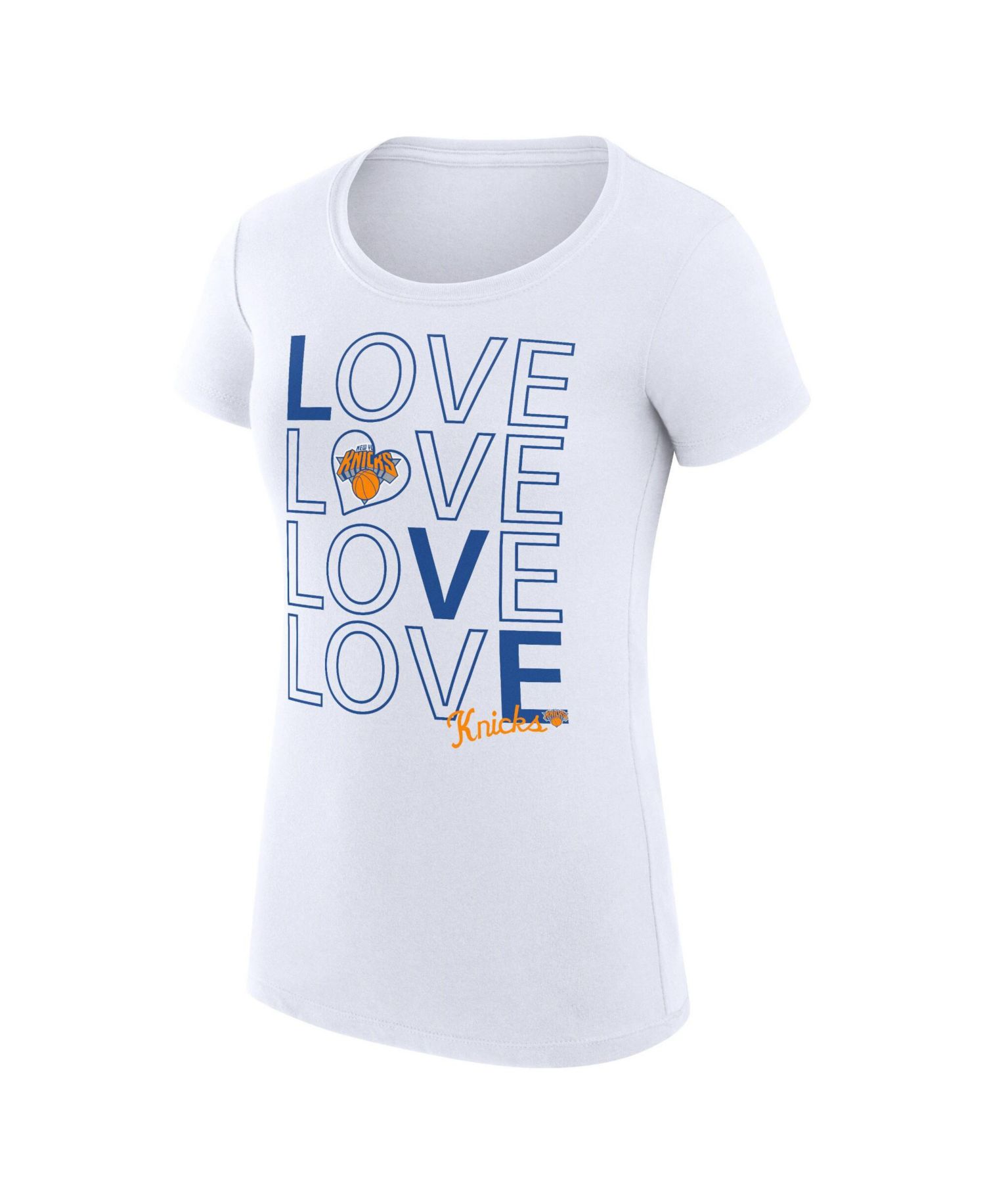 Women's White New York Knicks Super-Slim Fit Lightweight Basketball Love T-Shirt