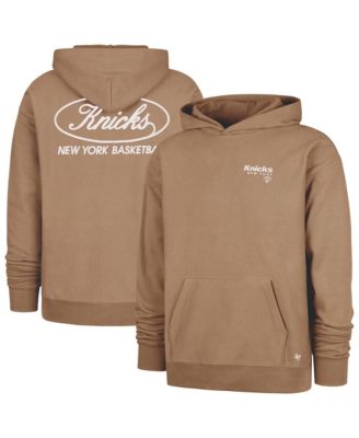 Men's Khaki New York Knicks Triple Double Foundation Premium Hoodie Sweatshirt