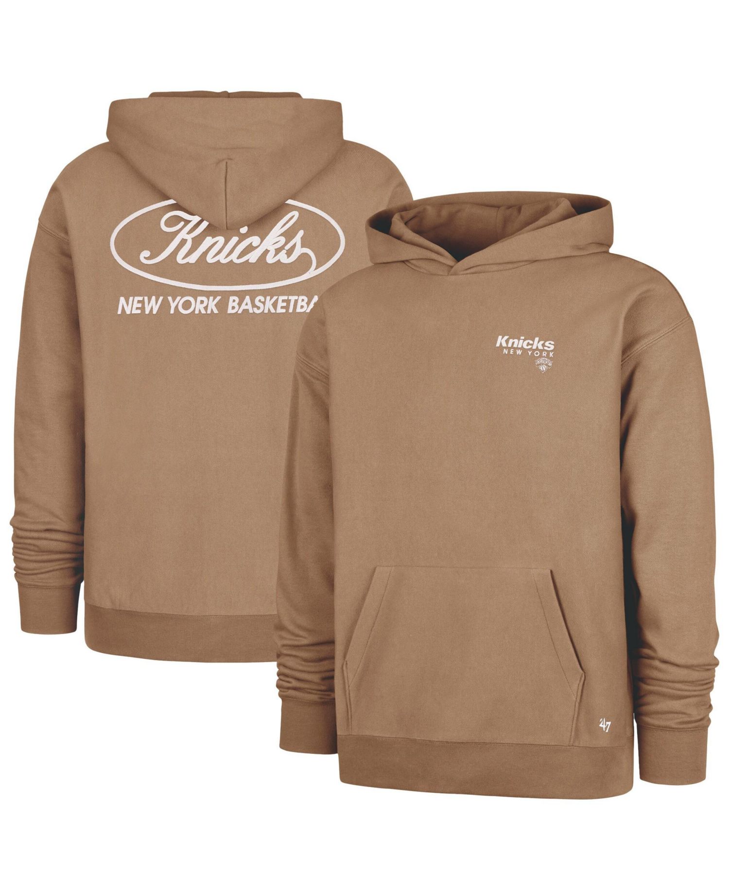 Men's Khaki New York Knicks Triple Double Foundation Premium Hoodie Sweatshirt