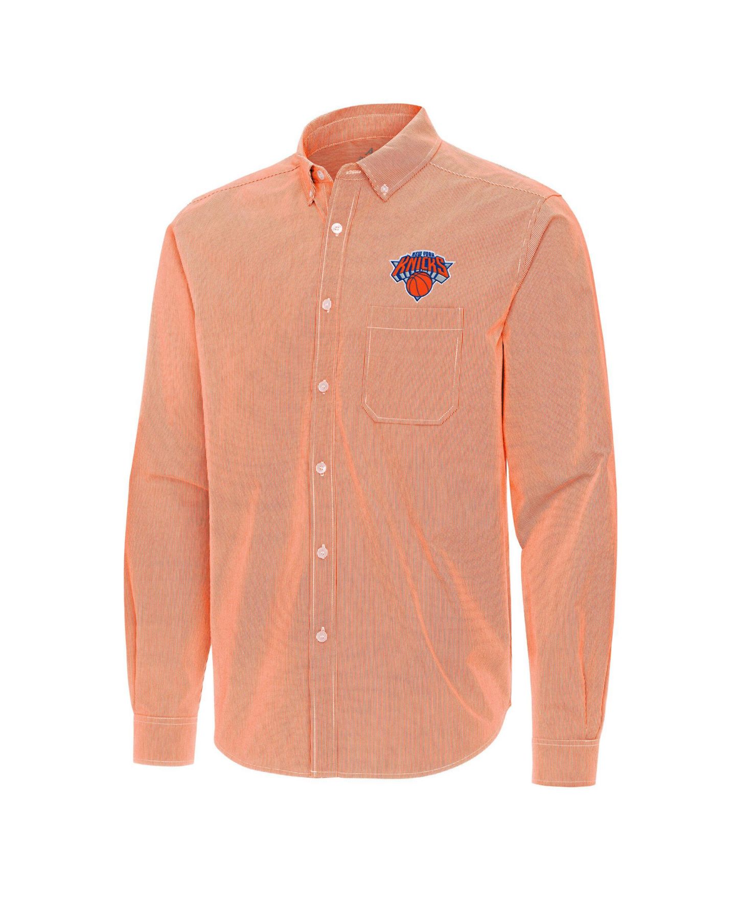 Мужская рубашка Antigua Orange New York Knicks Porter Woven Long Sleeve Button-Down — фото 2