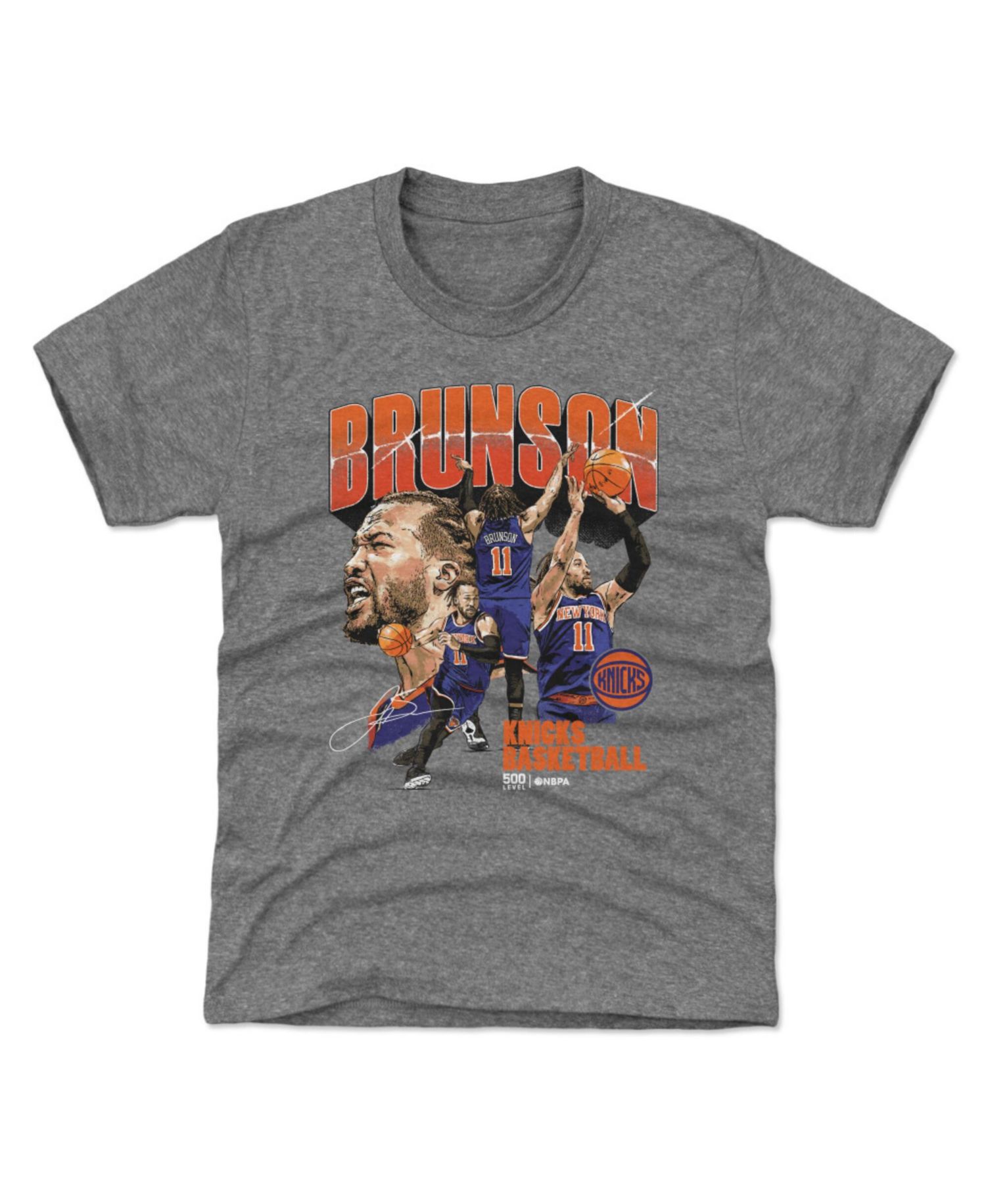 Big Boys and Girls Jalen Brunson Gray New York Knicks Collage T-Shirt