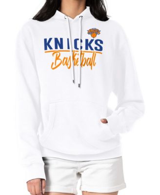 Women's White New York Knicks Graphics Fleece Pullover Hoodie