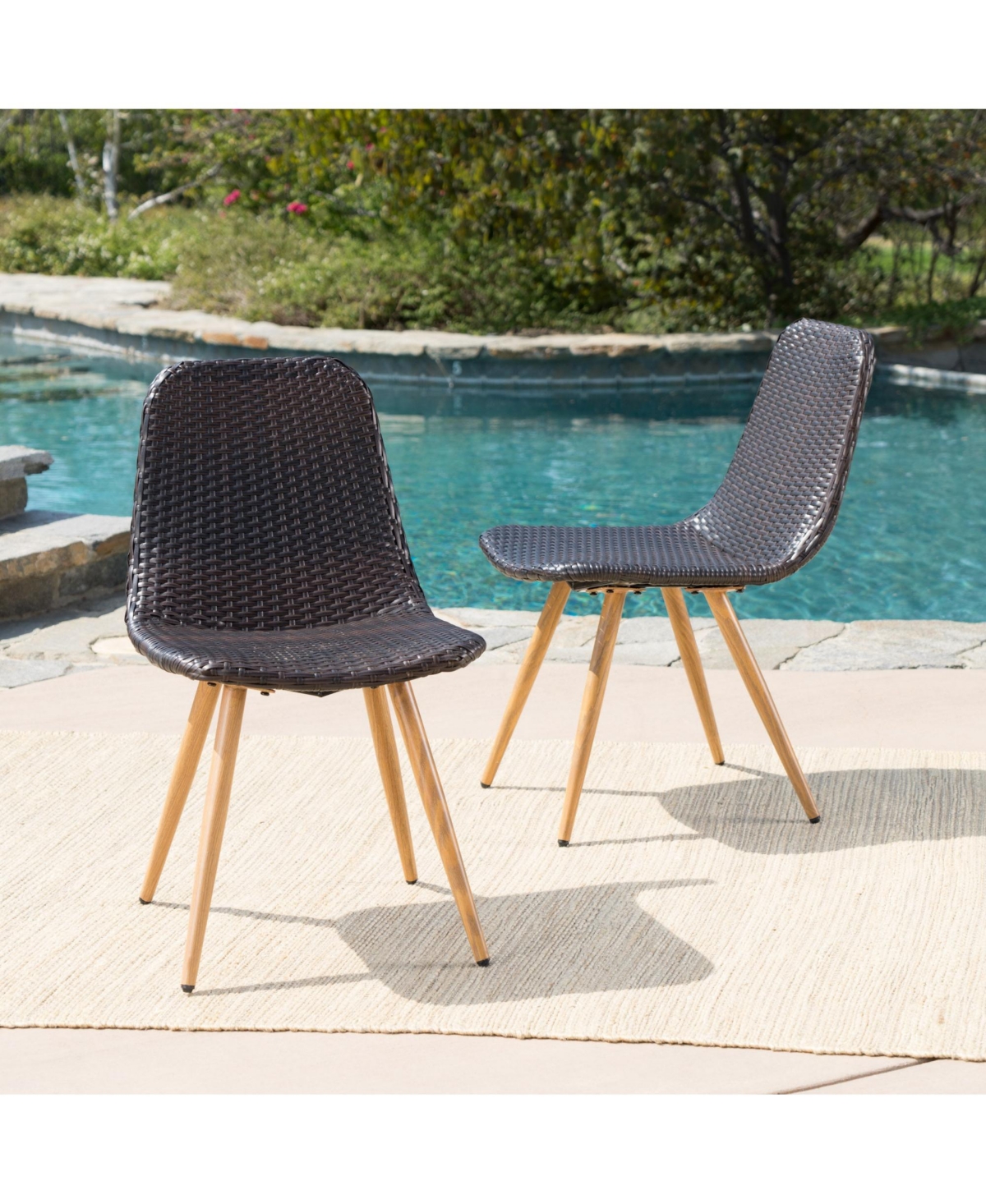 Clihome Rattan Dining Chairs Outdoor Patio Chairs with Metal Frame