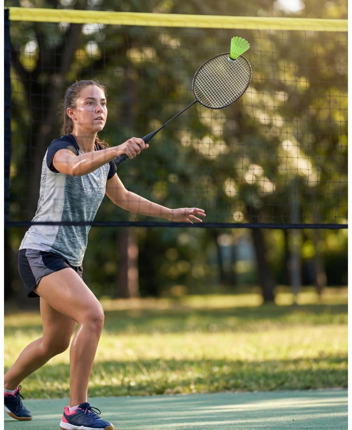 Xo 16.7ft 2-in-1 Badminton and Pickleball Net Set, Adjustable Portable Indoor Outdoor Game Set with Paddles, Rackets, Balls and Carry Bag for Backyard