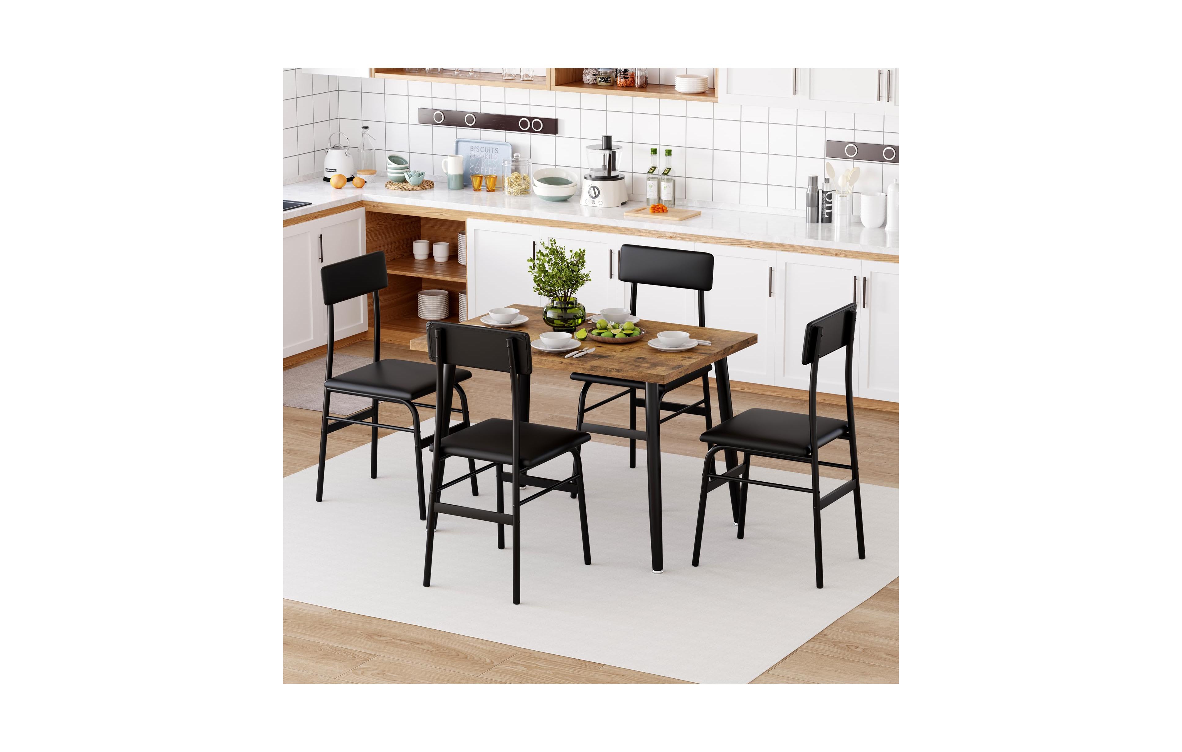 gaomon 5 Piece Space Saving Kitchen Dining Table Set for 4 with 4 Upholstered Chairs