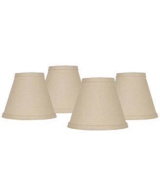 Set of 4 Empire Chandelier Lamp Shades Beige Linen Small 3" Top x 6" Bottom x 5" High Candelabra Clip-On Fitting