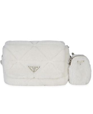 White Shearling Patchwork System Flap Bag