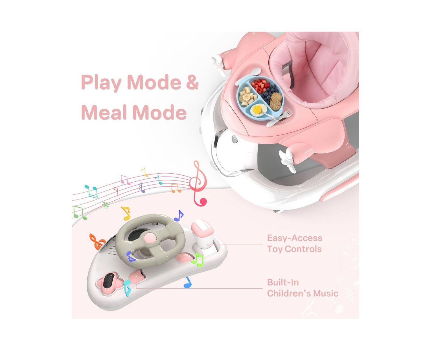 Convertible Baby Activity Walker with Adjustable Height, Foldable Design and Interactive Play Features