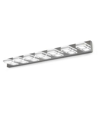 45 Inch Modern 7 Light LED Vanity Light Square Acrylic Lampshades Wall Mount Fixture for Bathroom Mirror Lighting