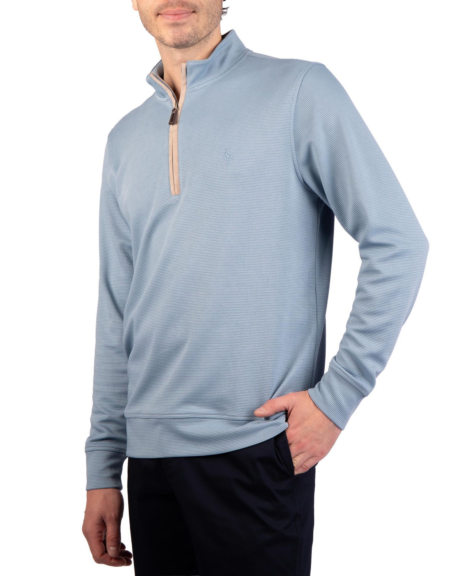 Men's men Ottoman Quarter Zip with Suede Tipping