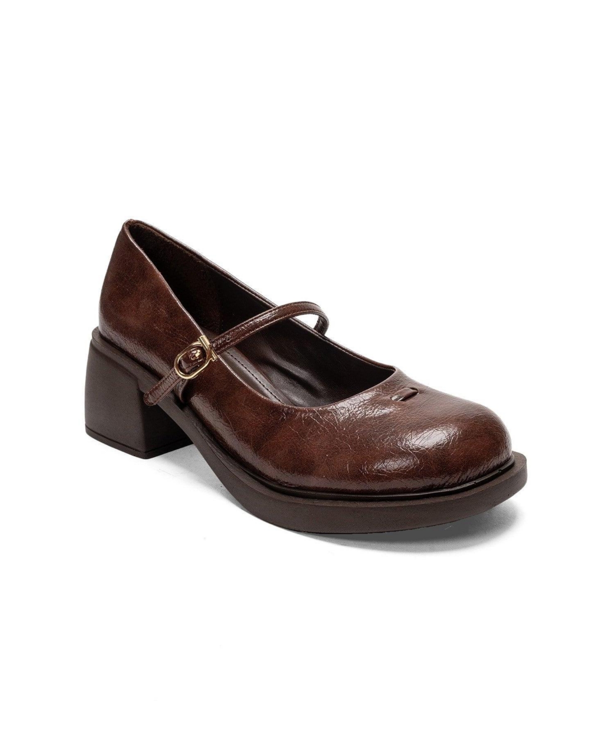 Prologue Shoes Women's Luanda Block Heel Mary Jane Shoes - Brown