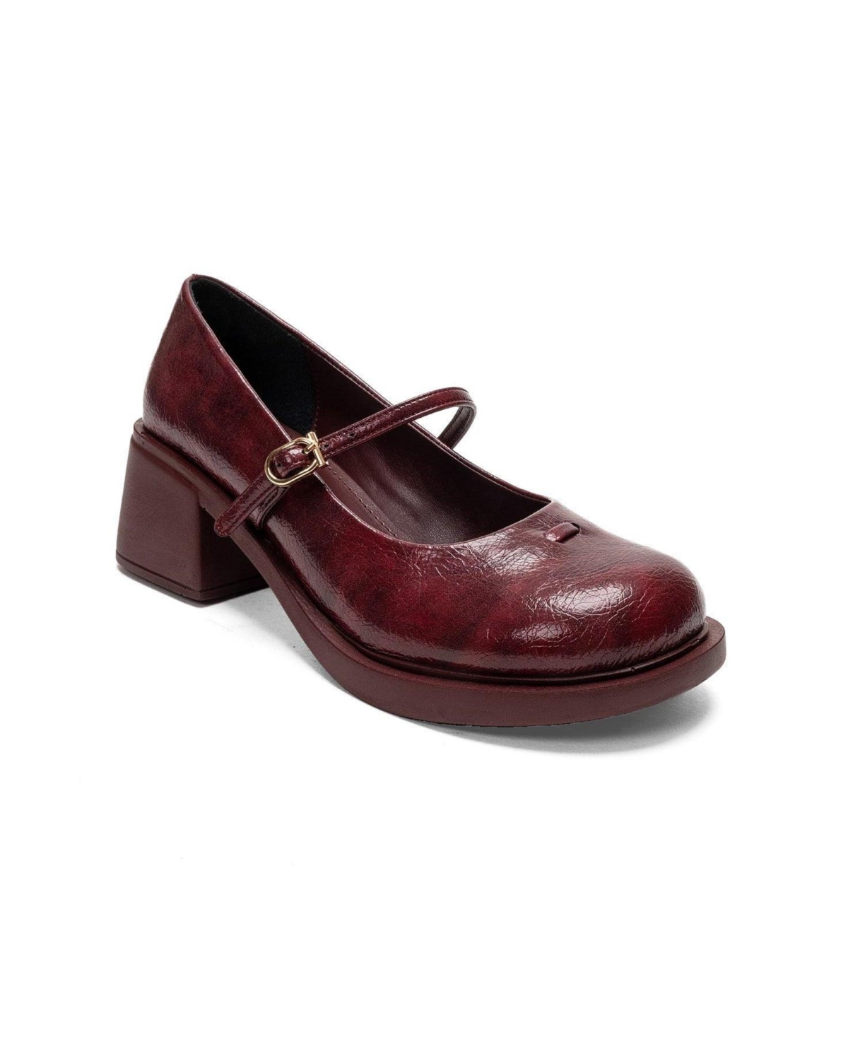 Prologue Shoes Women's Luanda Block Heel Mary Jane Shoes - Burgundy
