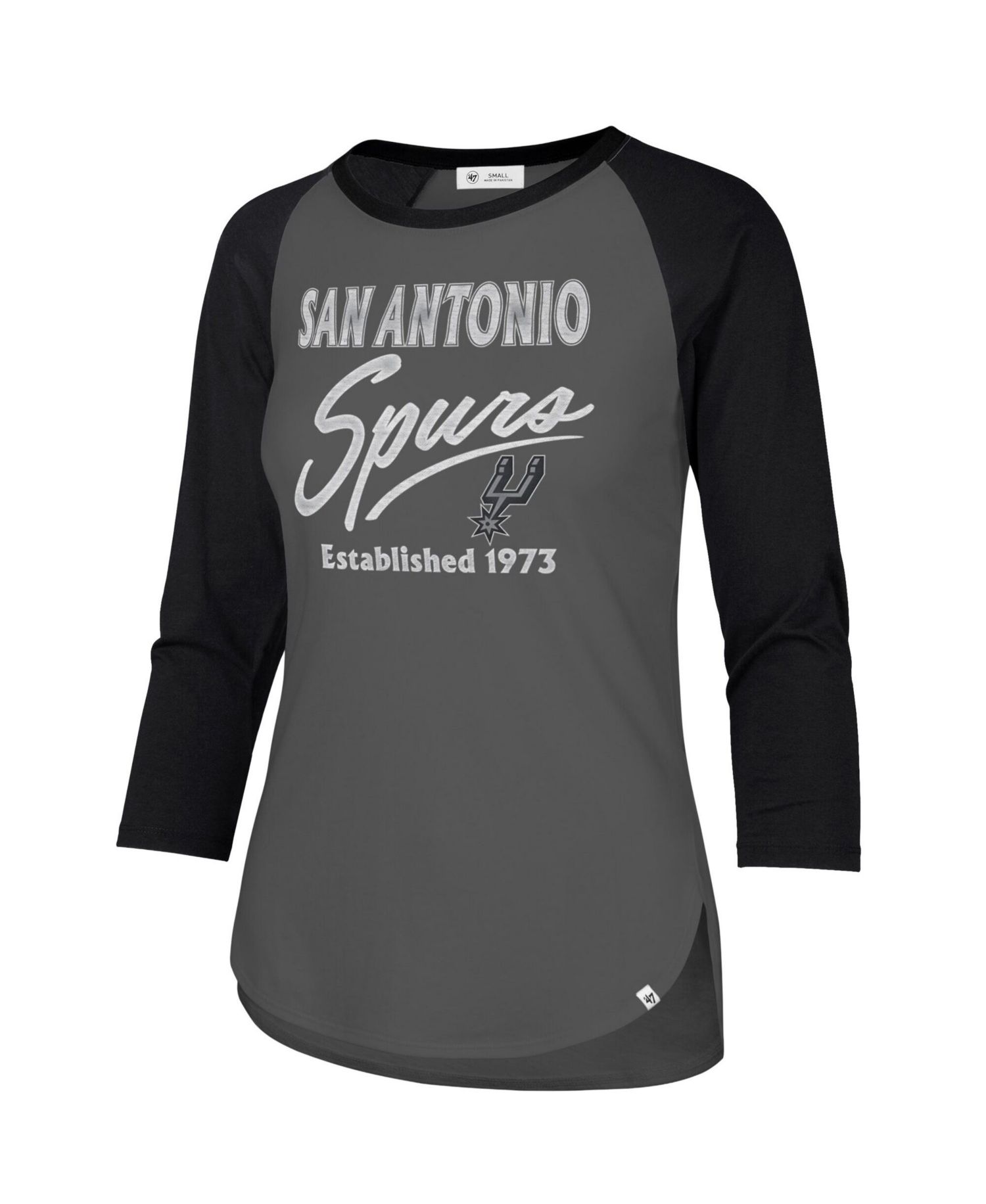Women's Gray San Antonio Spurs High Rise Frankie Raglan Long Sleeve T-Shirt