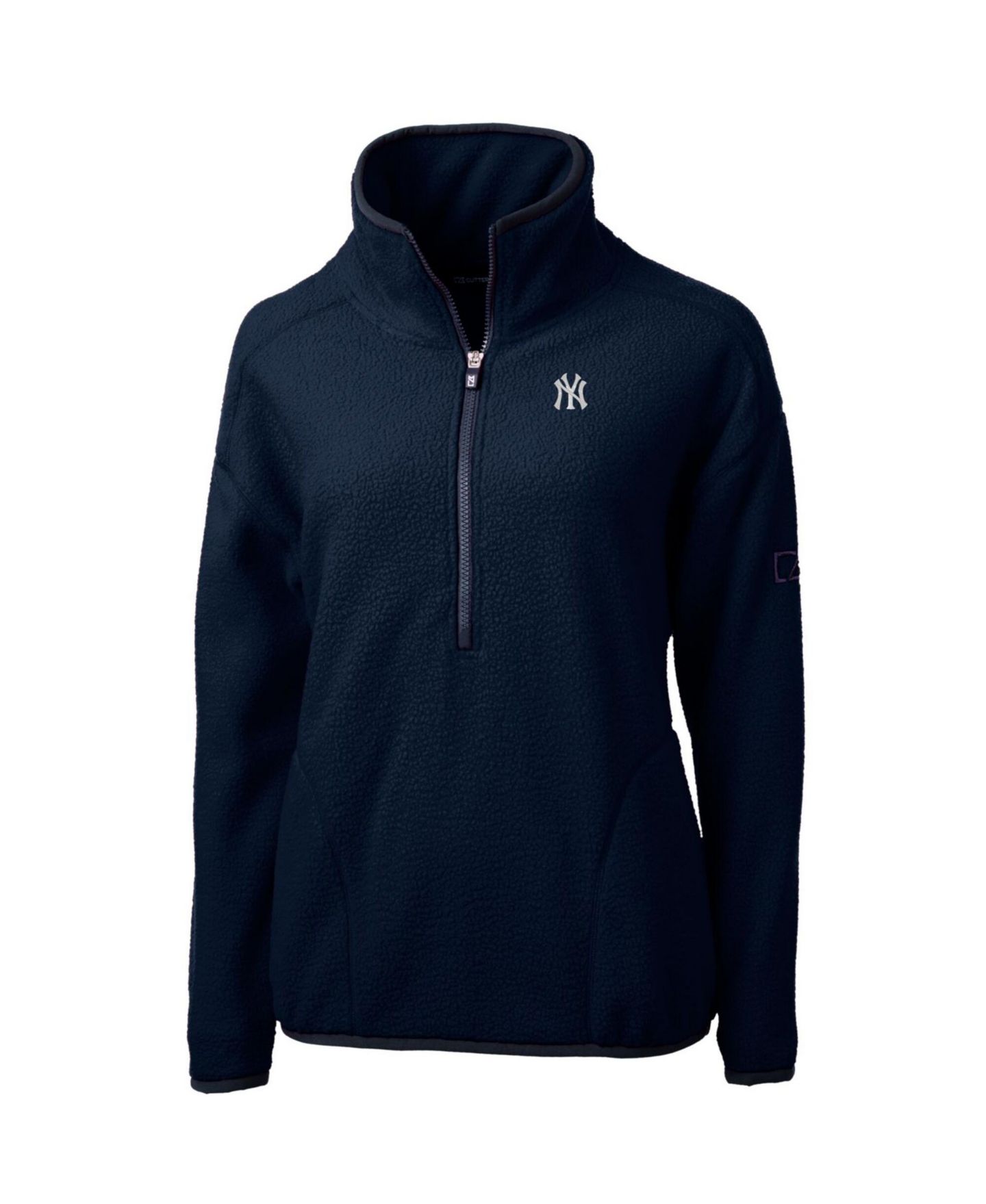 Женская куртка Cutter & Buck Navy New York Yankees Cascade Eco Sherpa Fleece Quarter-Zip Pullover — фото 2