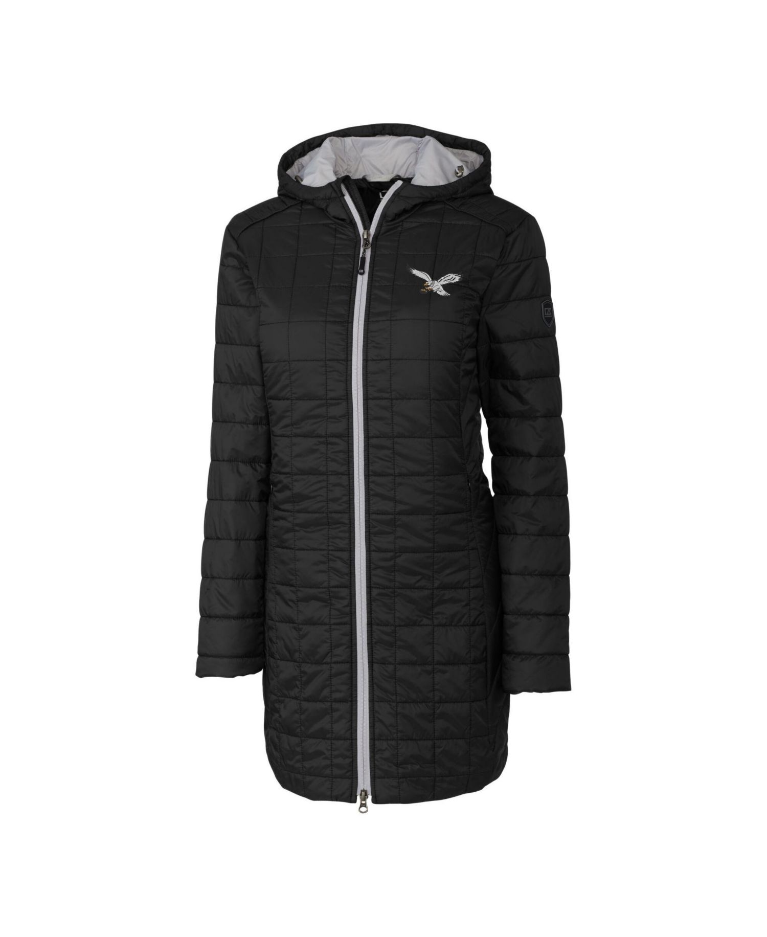 Women's Black Philadelphia Eagles Gridiron Classics Logo Rainier PrimaLoft Eco Insulated Hooded Long Coat