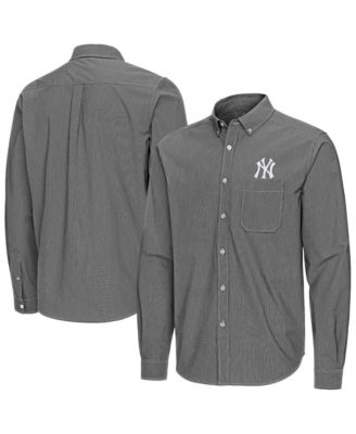 Men's Black New York Yankees Porter Woven Long Sleeve Button-Down Shirt