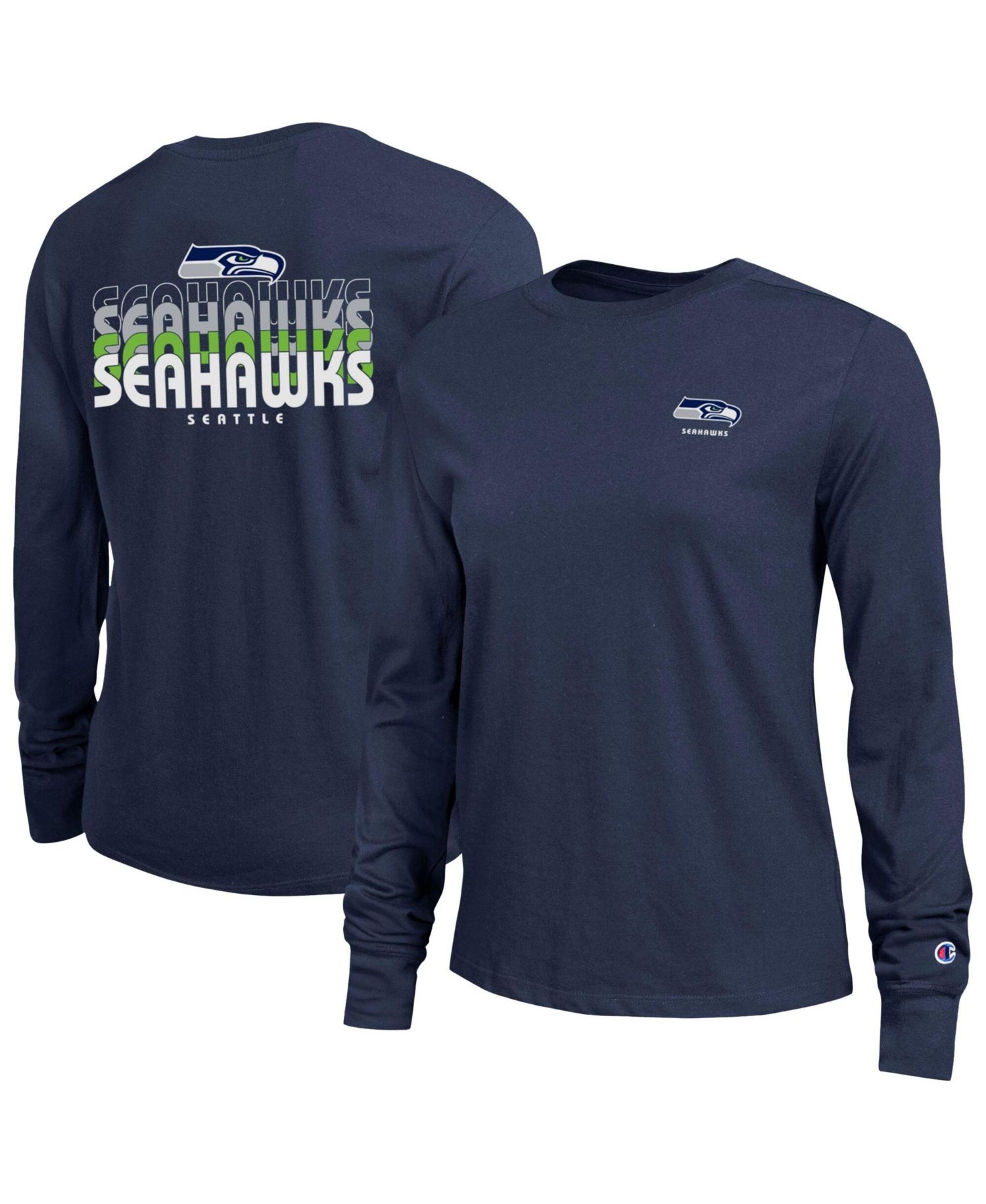 Women's College Navy Seattle Seahawks Core Long-Sleeve T-Shirt