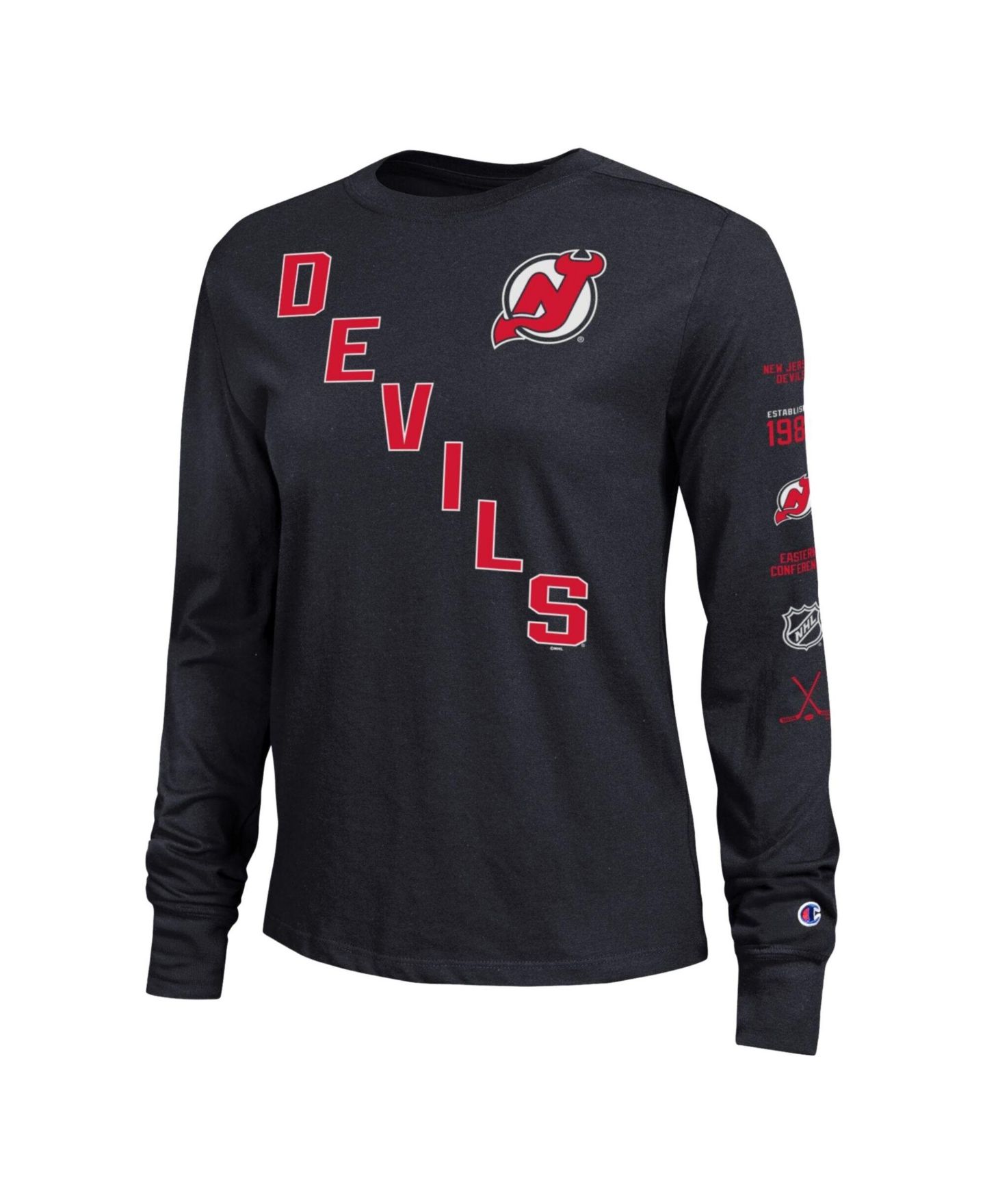 Женская футболка Champion Black New Jersey Devils 2-Hit Long Sleeve — фото 2