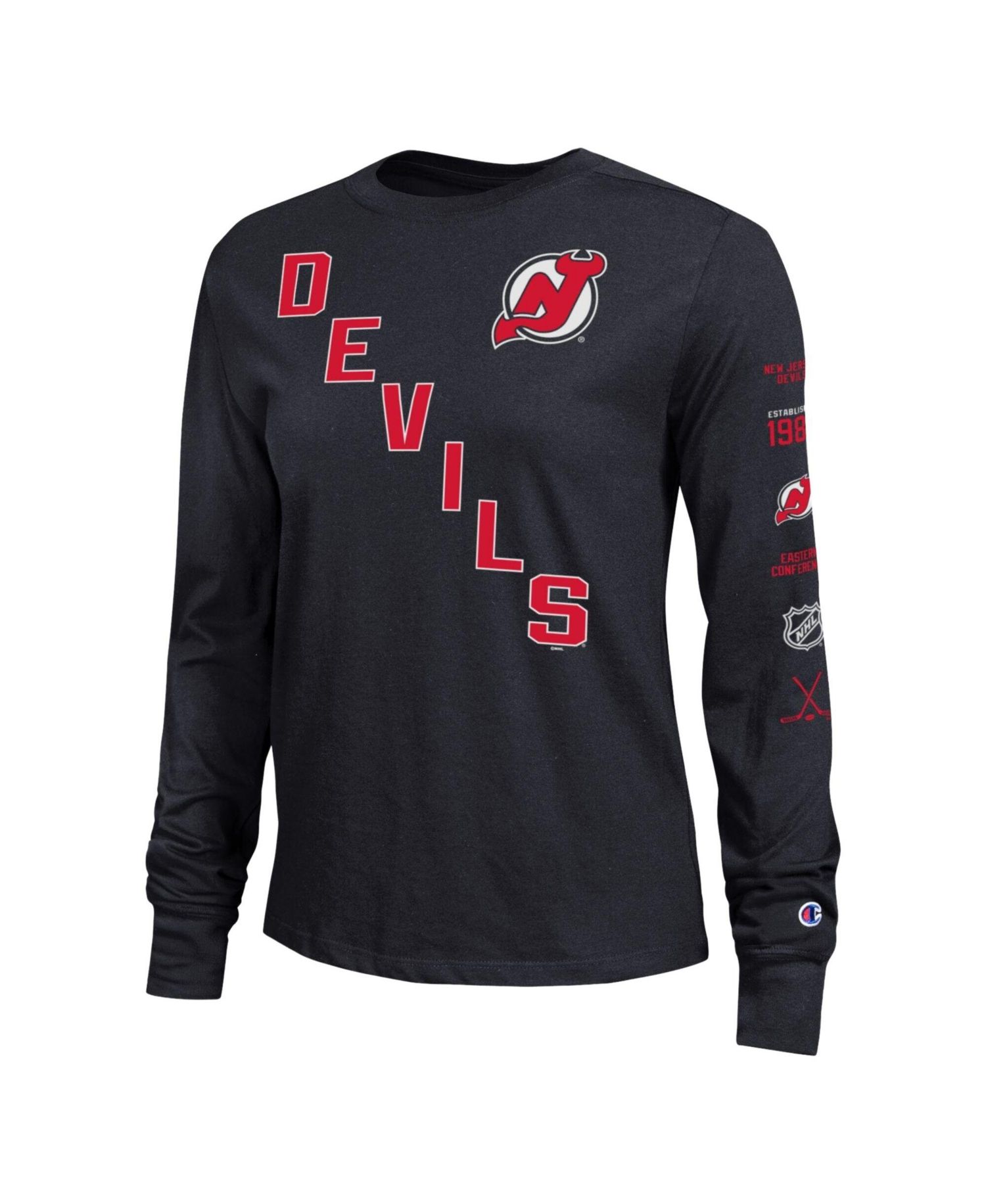 Women's Black New Jersey Devils 2-Hit Long Sleeve T-Shirt