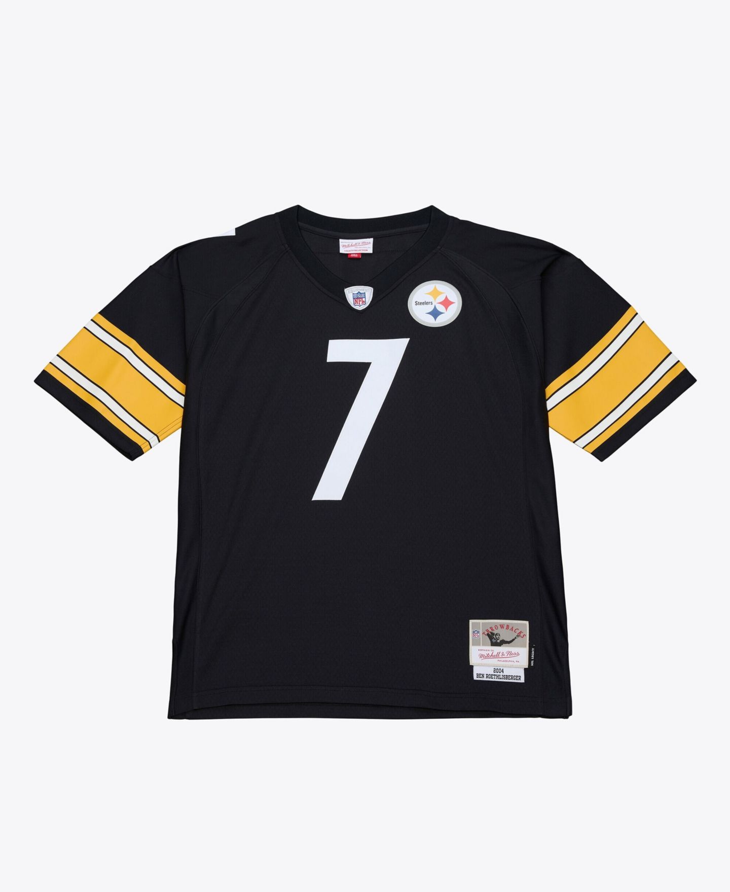 Мужской топ Mitchell & Ness Ben Roethlisberger Black Pittsburgh Steelers 2004 Big & Tall Legacy Retired Player Jersey — фото 1