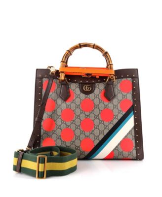Medium Diana NM Bamboo Handle Tote Printed GG Coated Canvas and Studded Leather