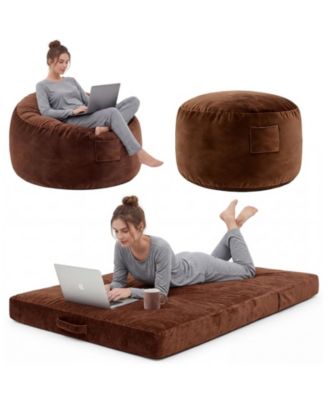 Large Bean Bag Chair Bed, Adult Lazy Sofa with Memory Foam, Removable Washable Flannel Cover for Adults and Teens