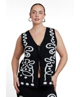 Plus Size Women's Intarsia Sweater Vest