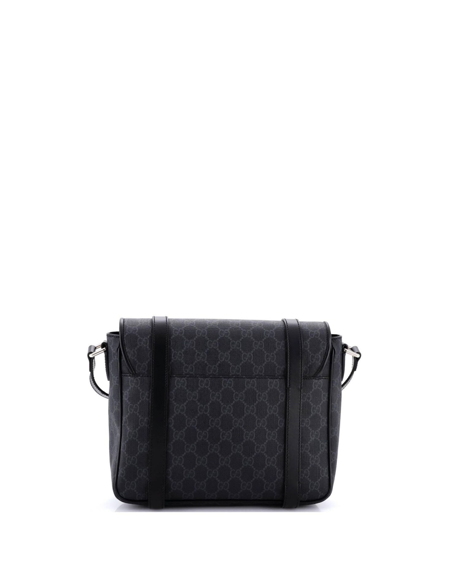 Medium Interlocking G Patch Messenger Bag GG Coated Canvas with Leather