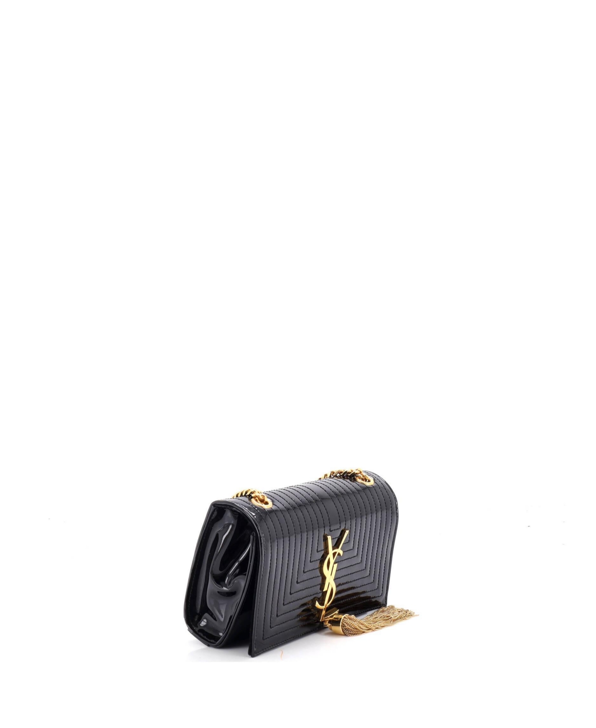 Pre-Owned Saint Laurent Small Classic Monogram Tassel Crossbody Bag Quilted Patent