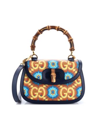 Medium Bamboo 1947 Top Handle Bag Kaleidoscope Print GG Coated Canvas