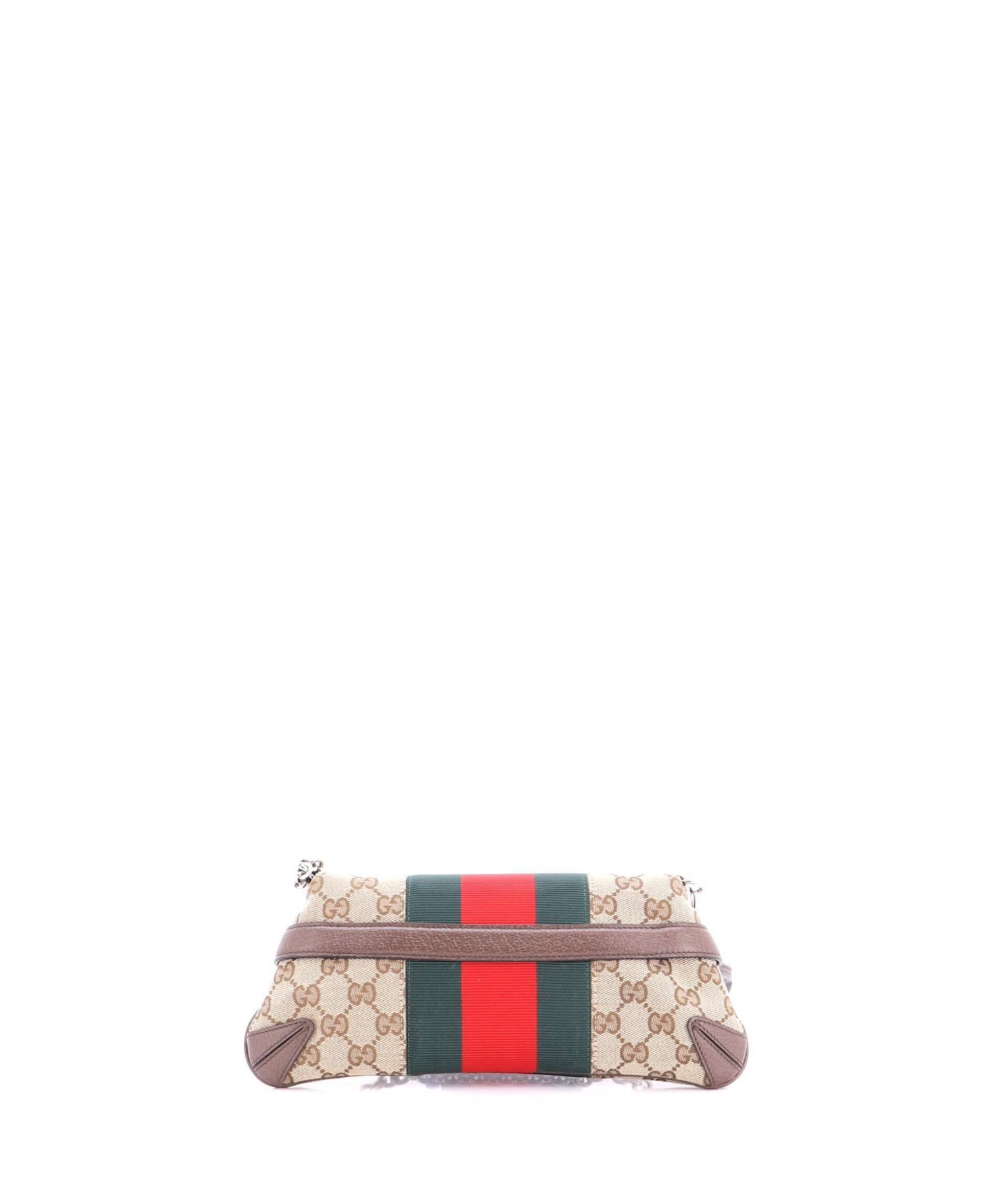 Small Horsebit NM Web Chain Clutch GG Canvas