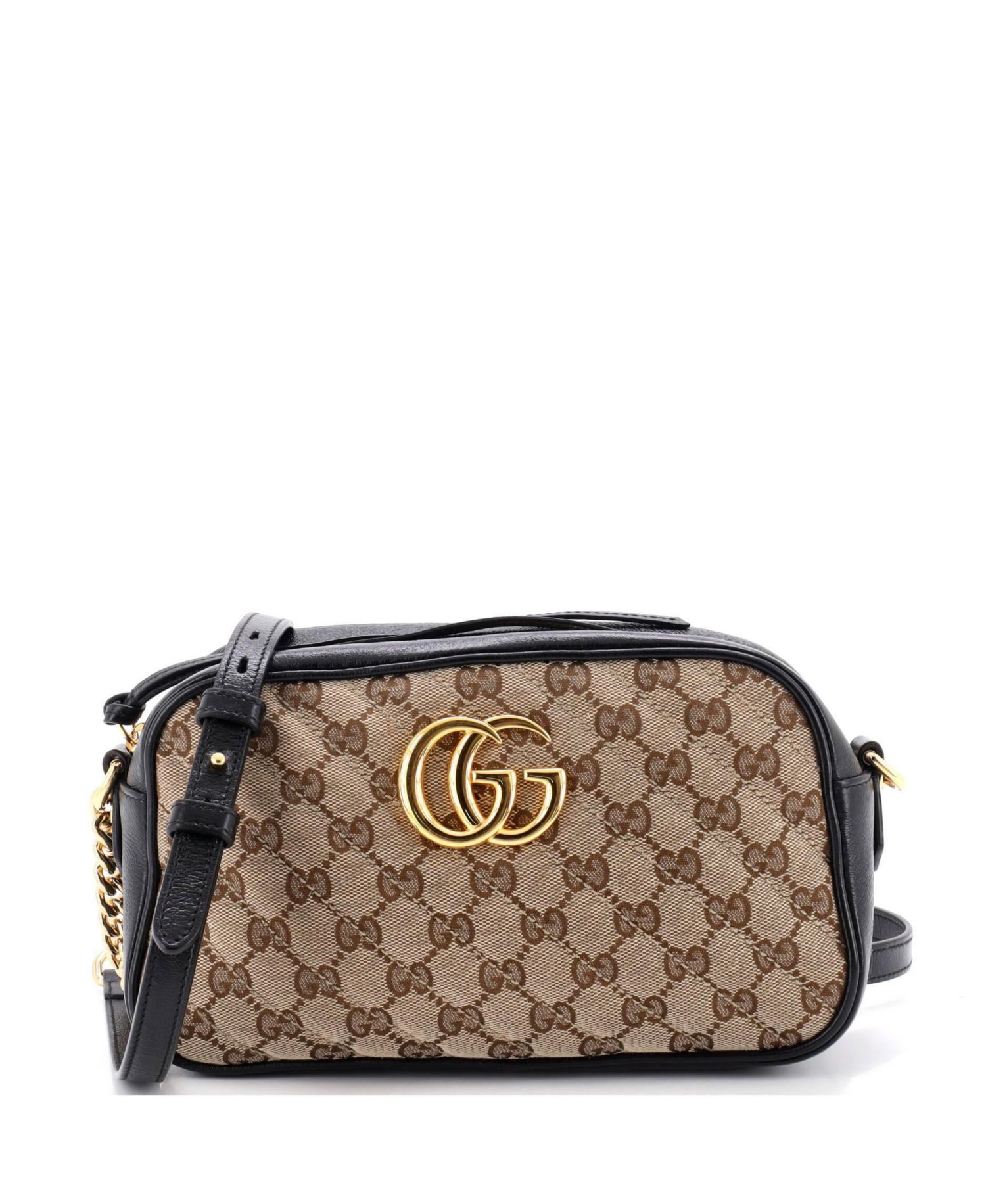 Small GG Marmont Shoulder Bag Diagonal Quilted GG Canvas with Leather