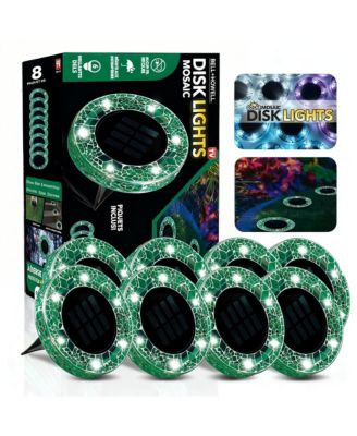Mosaic Disk Lights Solar Powered 6 LED Weather Resistance Path Lights 8-Piece