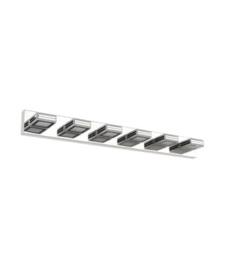 39 Inch Modern LED Vanity Light 6 Lights Square Acrylic Lampshades Wall Mount Bathroom Mirror Lighting Fixture